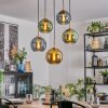 Koyoto Lampadario a sospensione, Lampada a sfera, Lampada a sospensione Oro, Nero, 5-Luci