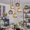 Koyoto Lampadario a sospensione, Lampada a sfera, Lampada a sospensione Oro, Nero, 5-Luci