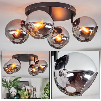 Koyoto Plafoniera, Lampada a sfera Cromo, Grigio fumo, 4-Luci