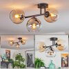 Koyoto Plafoniera, Lampada a sfera Ambrato, Chiaro, Grigio fumo, 3-Luci