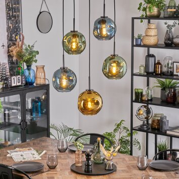 Ripoll Lampadario a sospensione, Lampada a sfera, Lampada a sospensione Blu, Oro, Verde, 5-Luci