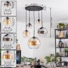 Koyoto Lampadario a sospensione, Lampada a sfera, Lampada a sospensione 45 cm Ambrato, Chiaro, Grigio fumo, 5-Luci