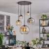 Koyoto Lampadario a sospensione, Lampada a sfera, Lampada a sospensione 45 cm Ambrato, Chiaro, Grigio fumo, 5-Luci