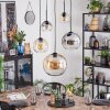 Koyoto Lampadario a sospensione, Lampada a sfera, Lampada a sospensione 45 cm Ambrato, Chiaro, Grigio fumo, 5-Luci
