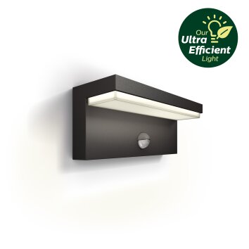 Illuminazione Philips Bustan Lampada da parete per esterno LED Antracite, 1-Luce, Sensori di movimento