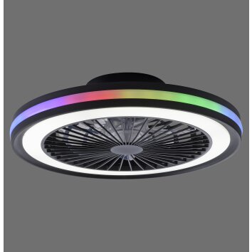 Illuminazione Leuchten Direkt BRANDON Plafoniera LED Nero, 2-Luci, Telecomando, Cambia colore