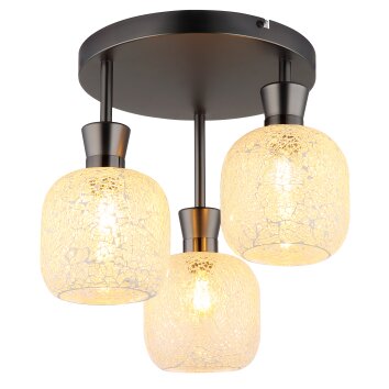 Illuminazione Globo Lighting Brokana Plafoniera Cromo, Nero, 3-Luci