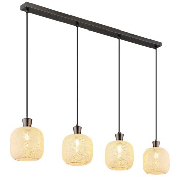 Illuminazione Globo Lighting Brokana Lampadario a sospensione Cromo, Nero, 4-Luci