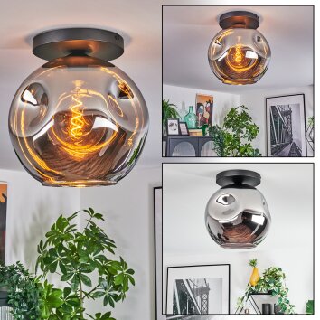 Ripoll Plafoniera, Lampada a sfera Cromo, Grigio fumo, 1-Luce