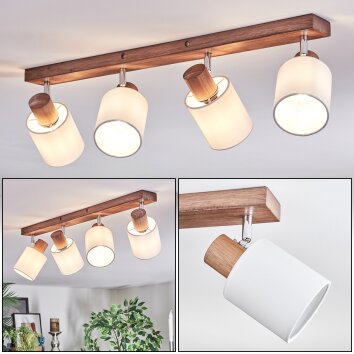 Fallhagen Plafoniera, Faretto da soffitto Cromo, Legno scuro, 4-Luci