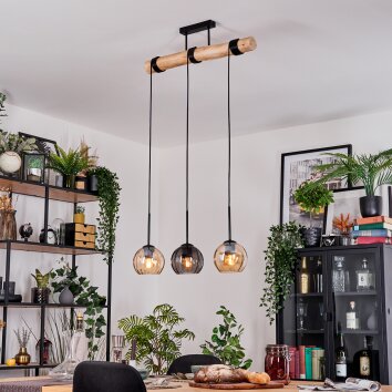 Koyoto Lampadario a sospensione, Lampada a sfera, Lampada a sospensione Écru, Nero, 3-Luci
