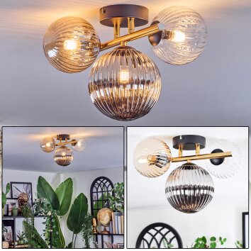 Chehalis Plafoniera, Lampada a sfera Oro, Nero, 3-Luci