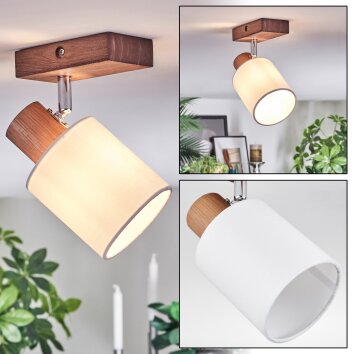 Fallhagen Plafoniera, Faretto da soffitto Cromo, Legno scuro, 1-Luce