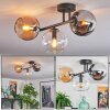 Koyoto Plafoniera, Lampada a sfera Ambrato, Cromo, Chiaro, Grigio fumo, 3-Luci
