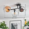 Koyoto Plafoniera, Lampada a sfera Ambrato, Cromo, Chiaro, Grigio fumo, 3-Luci