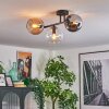 Koyoto Plafoniera, Lampada a sfera Ambrato, Cromo, Chiaro, Grigio fumo, 3-Luci