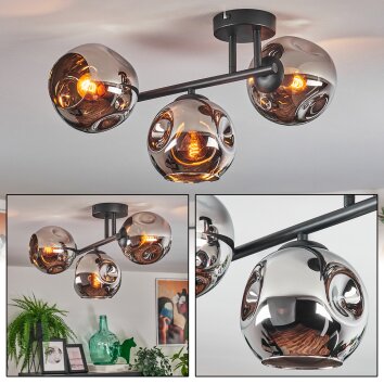 Ripoll Plafoniera, Lampada a sfera Cromo, Grigio fumo, 3-Luci