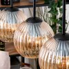 Koyoto Lampadario a sospensione, Lampada a sfera, Lampada a sospensione Écru, Nero, 3-Luci