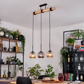 Koyoto Lampadario a sospensione, Lampada a sfera, Lampada a sospensione Écru, Nero, 3-Luci