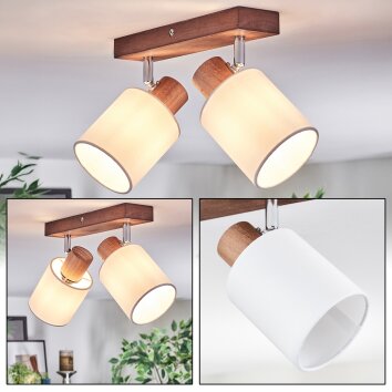 Fallhagen Plafoniera, Faretto da soffitto Cromo, Legno scuro, 2-Luci