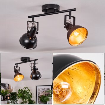 Toren Plafoniera, Faretto da soffitto Cromo, Nero, 2-Luci
