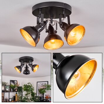 Toren Plafoniera, Faretto da soffitto Cromo, Nero, 3-Luci