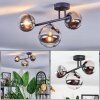 Chehalis Plafoniera, Lampada a sfera Cromo, Chiaro, Grigio fumo, 3-Luci
