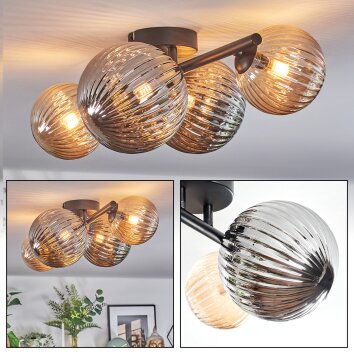 Chehalis Plafoniera, Lampada a sfera Ambrato, Grigio fumo, 4-Luci