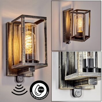 Portalis Lampada da parete per esterno, Applique Oro, Nero, 1-Luce, Sensori di movimento