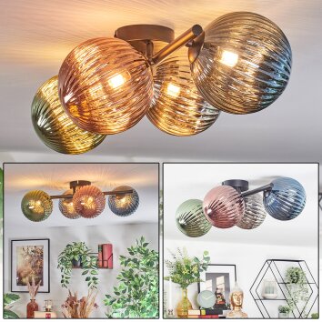 Chehalis Plafoniera, Lampada a sfera Blu, Verde, Ramato, Grigio fumo, 4-Luci