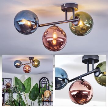 Chehalis Plafoniera, Lampada a sfera Blu, Verde, Ramato, 3-Luci