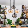 Koyoto Lampadario a sospensione, Lampada a sfera, Lampada a sospensione Ambrato, Grigio fumo, 4-Luci