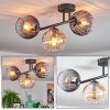 Koyoto Plafoniera, Lampada a sfera Ambrato, Chiaro, Grigio fumo, 3-Luci