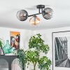 Koyoto Plafoniera, Lampada a sfera Ambrato, Chiaro, Grigio fumo, 3-Luci