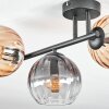 Koyoto Plafoniera, Lampada a sfera Ambrato, Chiaro, Grigio fumo, 3-Luci