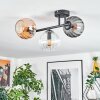 Koyoto Plafoniera, Lampada a sfera Ambrato, Chiaro, Grigio fumo, 3-Luci