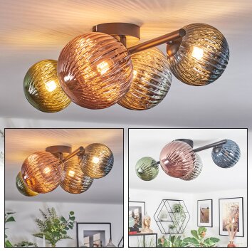 Chehalis Plafoniera, Lampada a sfera Blu, Verde, Ramato, Grigio fumo, 4-Luci