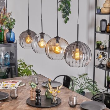 Koyoto Lampadario a sospensione, Lampada a sfera, Lampada a sospensione Ambrato, Chiaro, Grigio fumo, 4-Luci