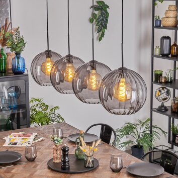 Koyoto Lampadario a sospensione, Lampada a sfera, Lampada a sospensione Grigio fumo, 4-Luci