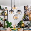 Koyoto Lampadario a sospensione, Lampada a sfera, Lampada a sospensione Ambrato, Chiaro, Grigio fumo, 4-Luci