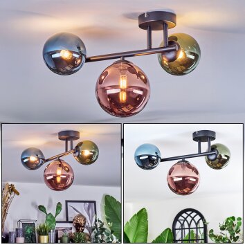 Chehalis Plafoniera, Lampada a sfera Blu, Verde, Ramato, 3-Luci