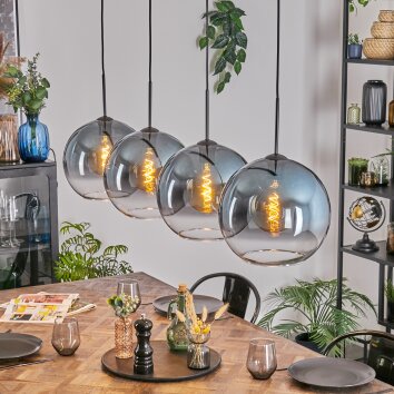 Koyoto Lampadario a sospensione, Lampada a sfera, Lampada a sospensione Blu, Chiaro, 4-Luci