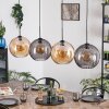 Koyoto Lampadario a sospensione, Lampada a sfera, Lampada a sospensione Ambrato, Grigio fumo, 4-Luci