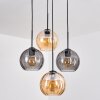 Koyoto Lampadario a sospensione, Lampada a sfera, Lampada a sospensione 35 cm Ambrato, Grigio fumo, 4-Luci