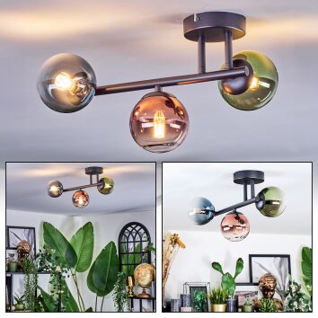 Chehalis Plafoniera, Lampada a sfera Blu, Verde, Chiaro, Ramato, 3-Luci