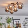 Chehalis Plafoniera, Lampada a sfera Cromo, Grigio fumo, 5-Luci
