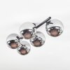 Chehalis Plafoniera, Lampada a sfera Cromo, Grigio fumo, 5-Luci