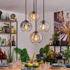 Koyoto Lampadario a sospensione, Lampada a sfera, Lampada a sospensione Ambrato, Chiaro, Grigio fumo, 4-Luci