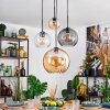 Koyoto Lampadario a sospensione, Lampada a sfera, Lampada a sospensione 30 cm Ambrato, Chiaro, Grigio fumo, 4-Luci