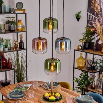 Lauden Lampadario a sospensione, Lampada a sfera, Lampada a sospensione Blu, Verde, Chiaro, Ramato, 4-Luci